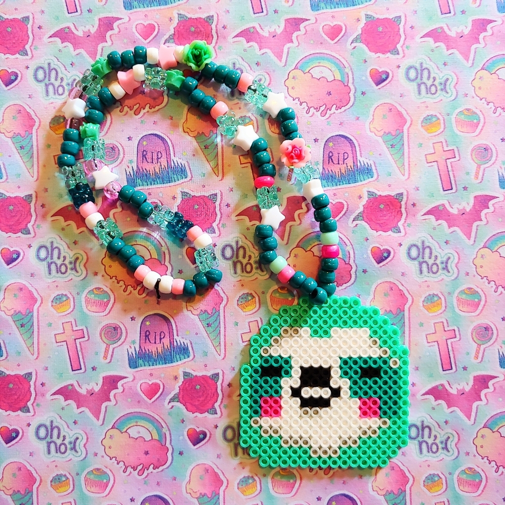 Sloth Perler Kandi Necklace